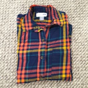 Old Navy Long Sleeve Flannel (Navy/Orange)
